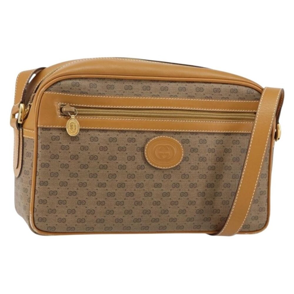 Authentic GUCCI Micro GG Supreme Shoulder Bag PVC Beige Gold 001 113 0942